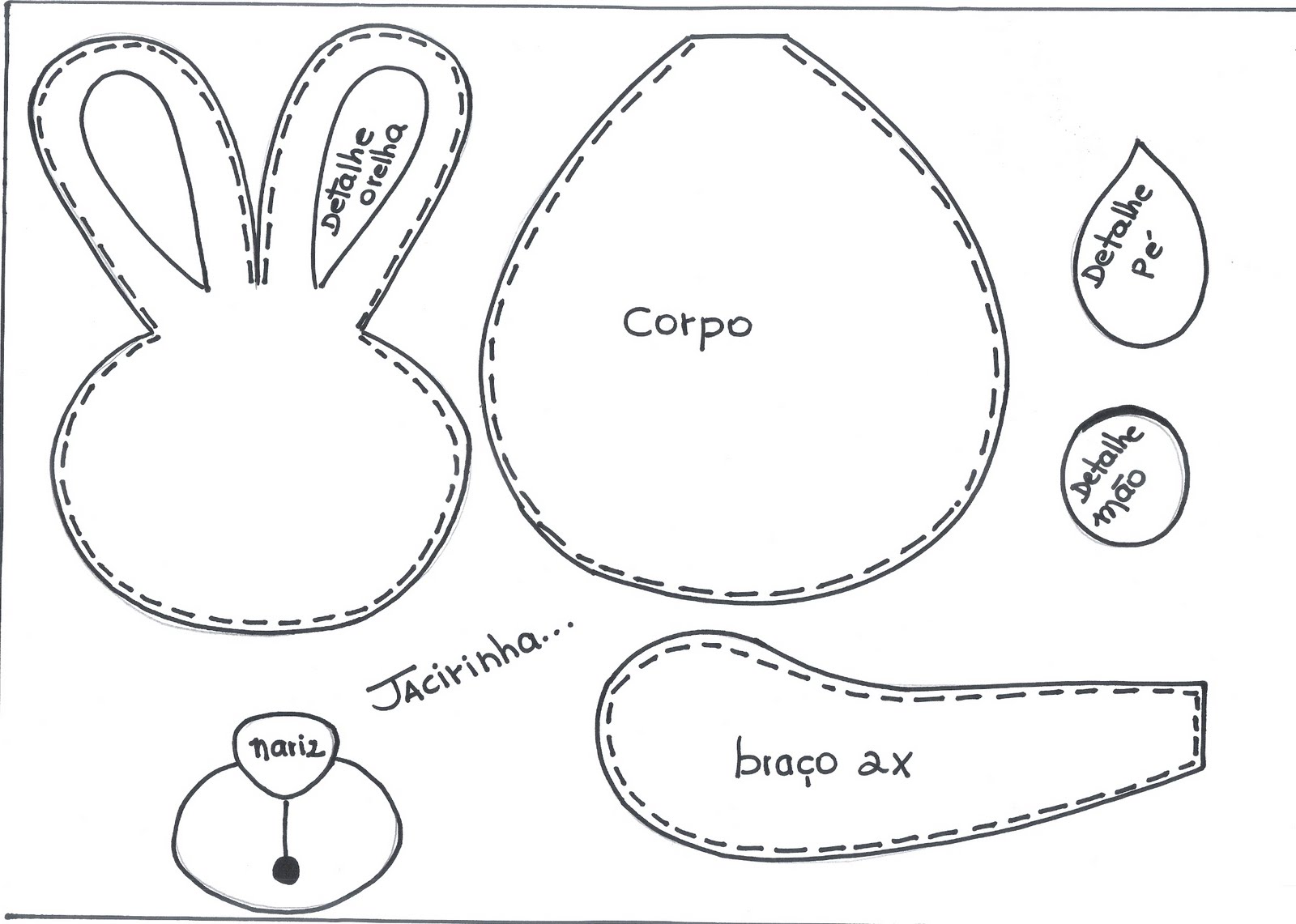 molde de coelho em eva para imprimir