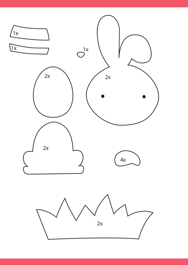 molde de coelho em eva kawaii para imprimir