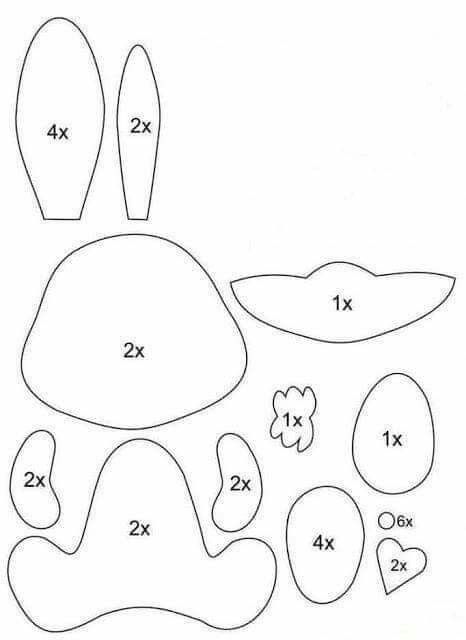 molde de orelha de coelho grande para imprimir