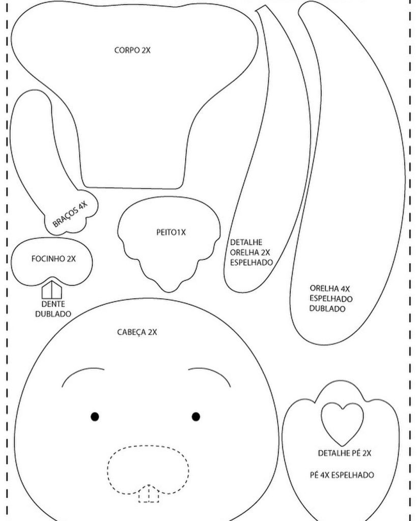 molde de orelha de coelho grande para imprimir