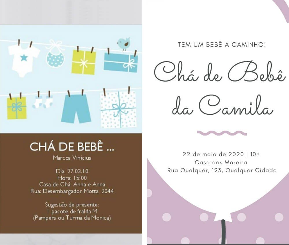 convite cha de fralda gratis ou pago