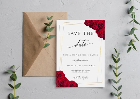 molde de convite de casamento vermelho