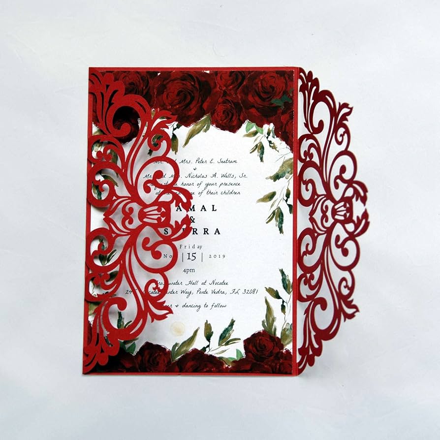 como editar um molde de convite de casamento vermelho online