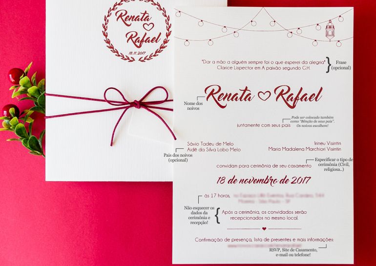 convite de casamento vermelho vs convite de casamento marsala