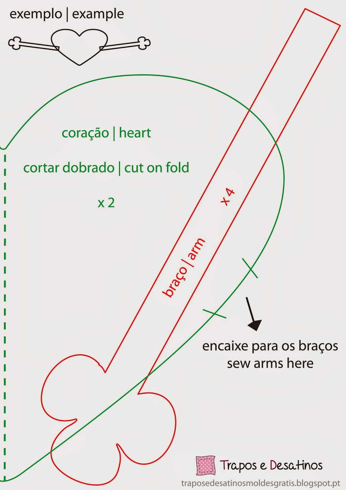 molde coração grande para imprimir