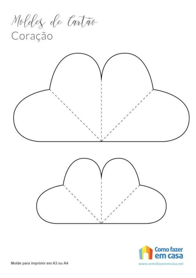 molde de coração para imprimir em papelão