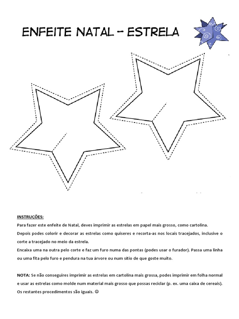 molde de estrela cadente para imprimir