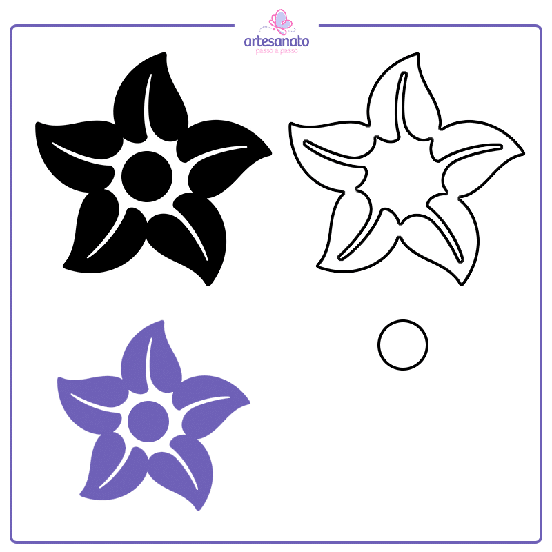 molde flor de papel 5 pétalas