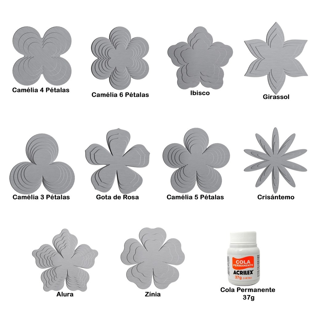 molde flor de feltro 5 pétalas