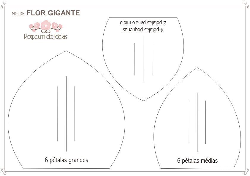 molde flor de papel passo a passo