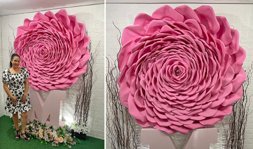 molde de flor em eva para parede
