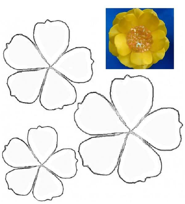 molde de flor de papel rosa gigante para imprimir