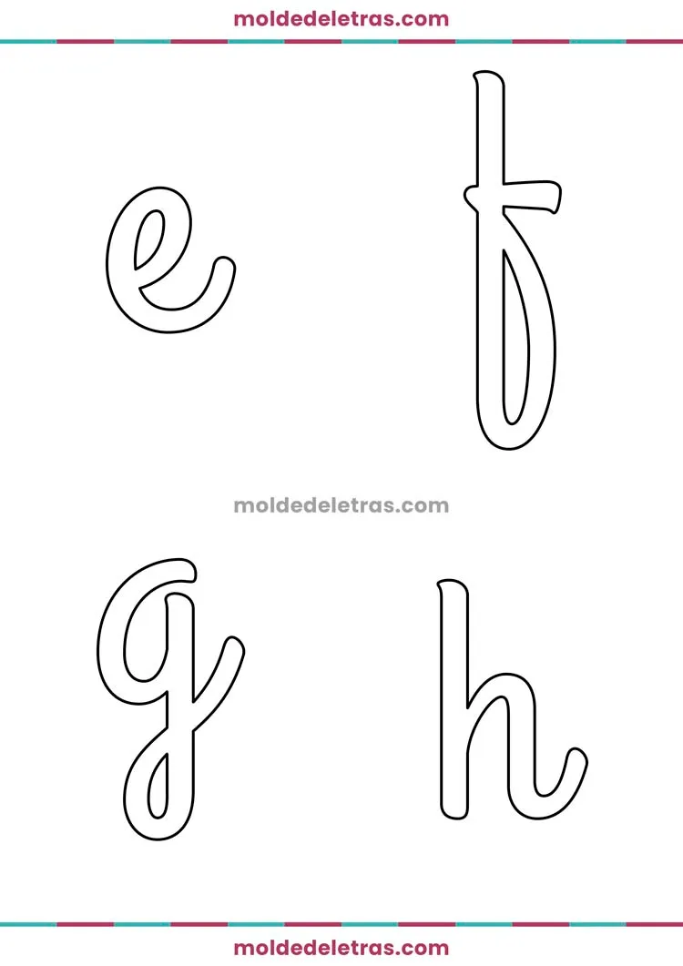 moldes de letras cursivas em tamanhos variados