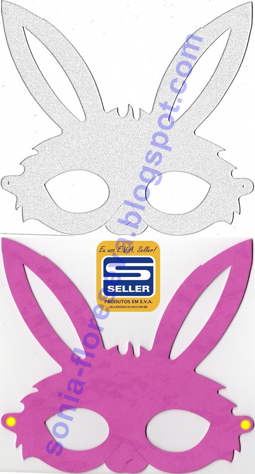 molde máscara coelho para colorir