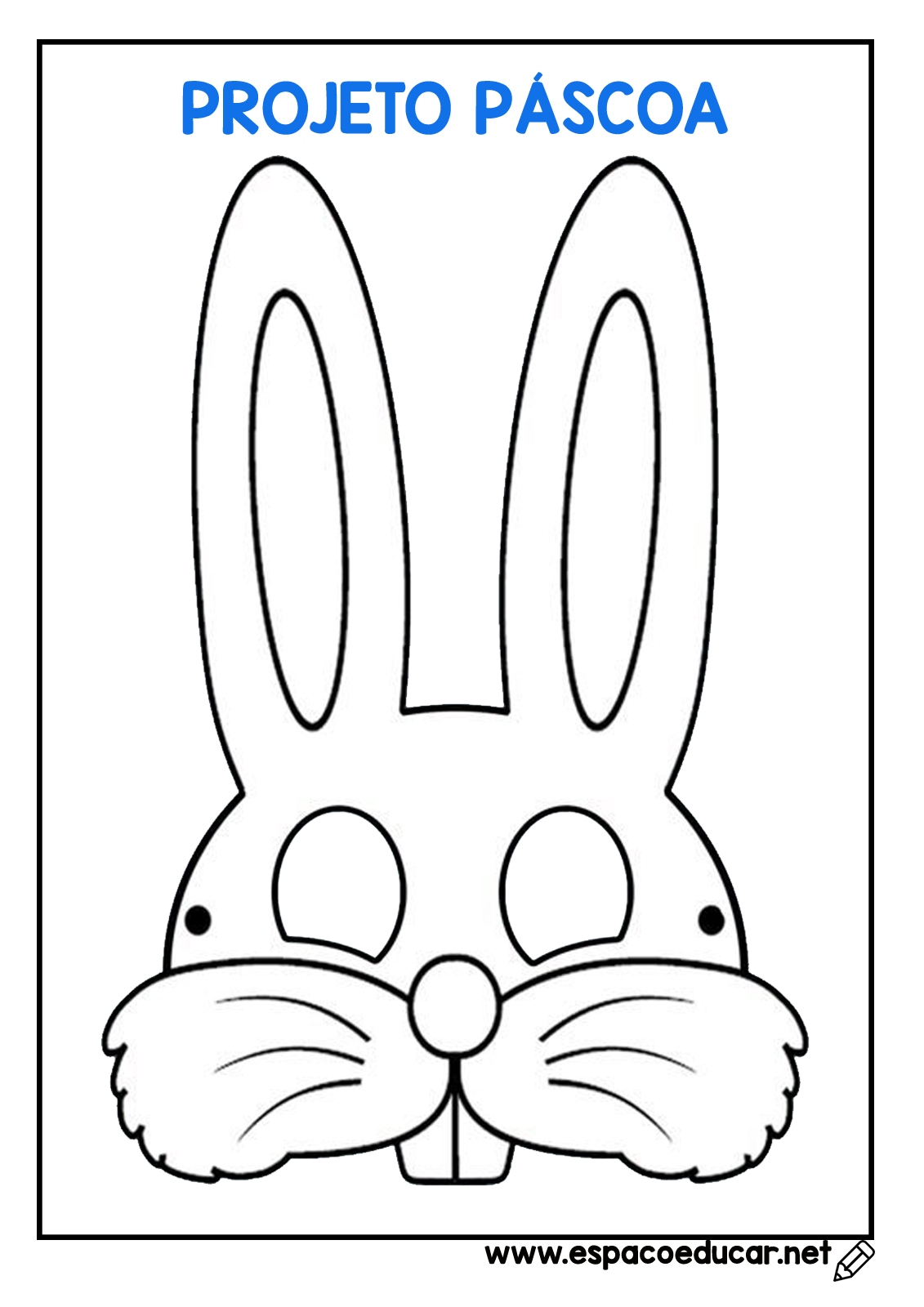 molde máscara coelho para colorir