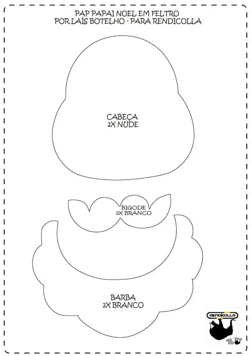 molde de papai noel em eva para enfeite de árvore