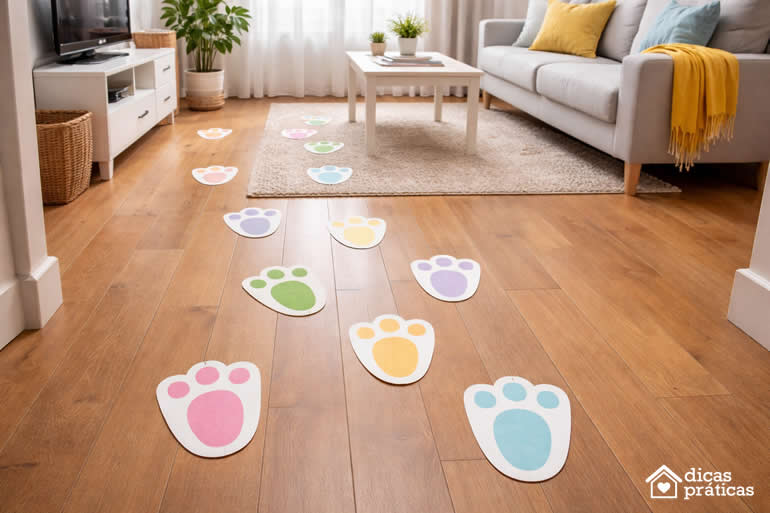 Ideias Criativas para Caça aos Ovos de Páscoa com Pegadas de Coelho