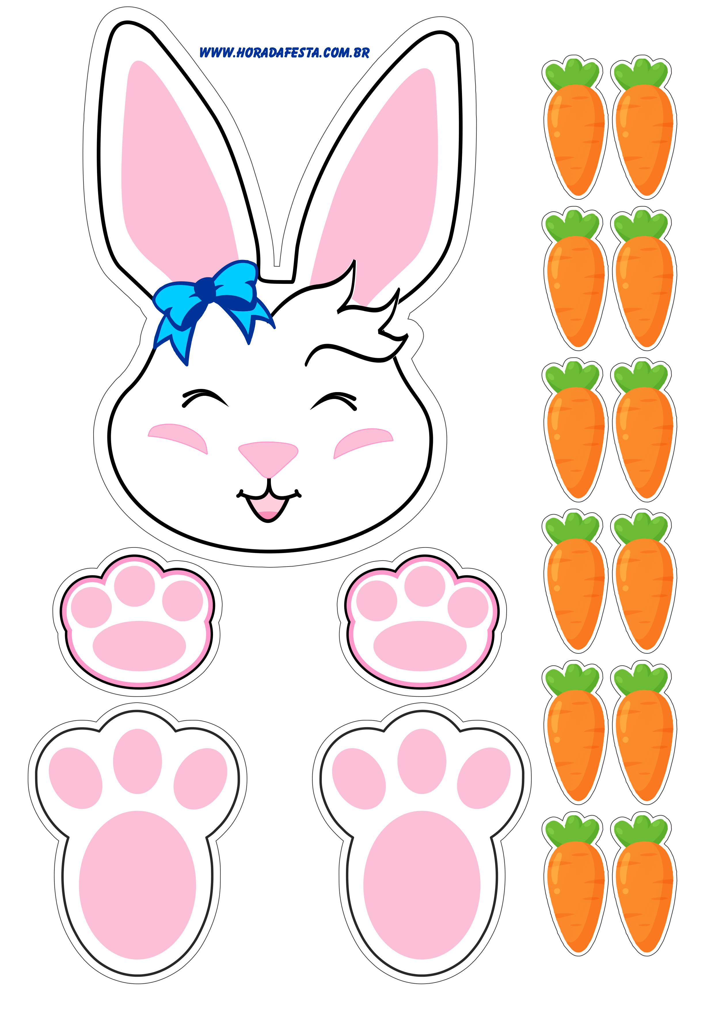 molde de pegada de coelho para imprimir