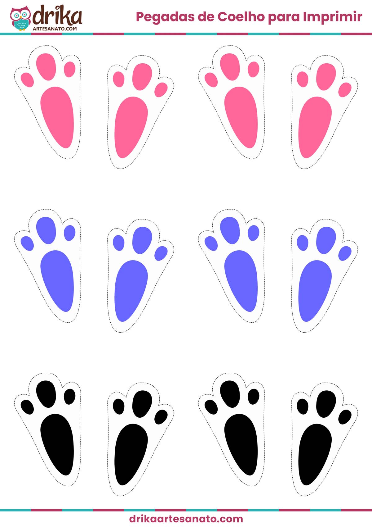 Decoração de Páscoa: Usando Pegadas de Coelho em Diferentes Tamanhos