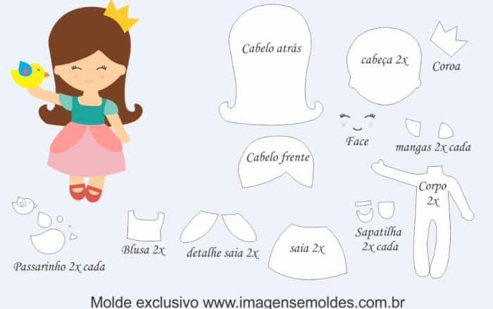 molde de princesa em eva com nome