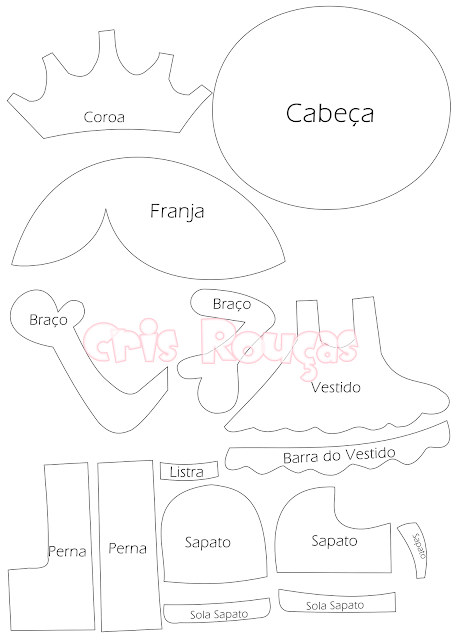 molde de princesa em eva para biscuit (adaptável)