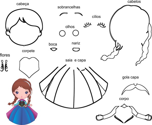 molde de princesa em eva para EVA 5mm