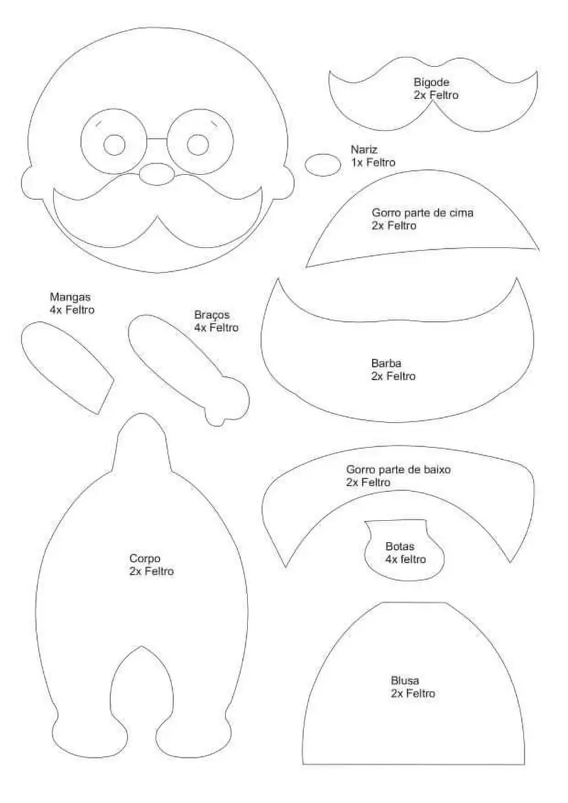 molde papai noel em feltro para imprimir