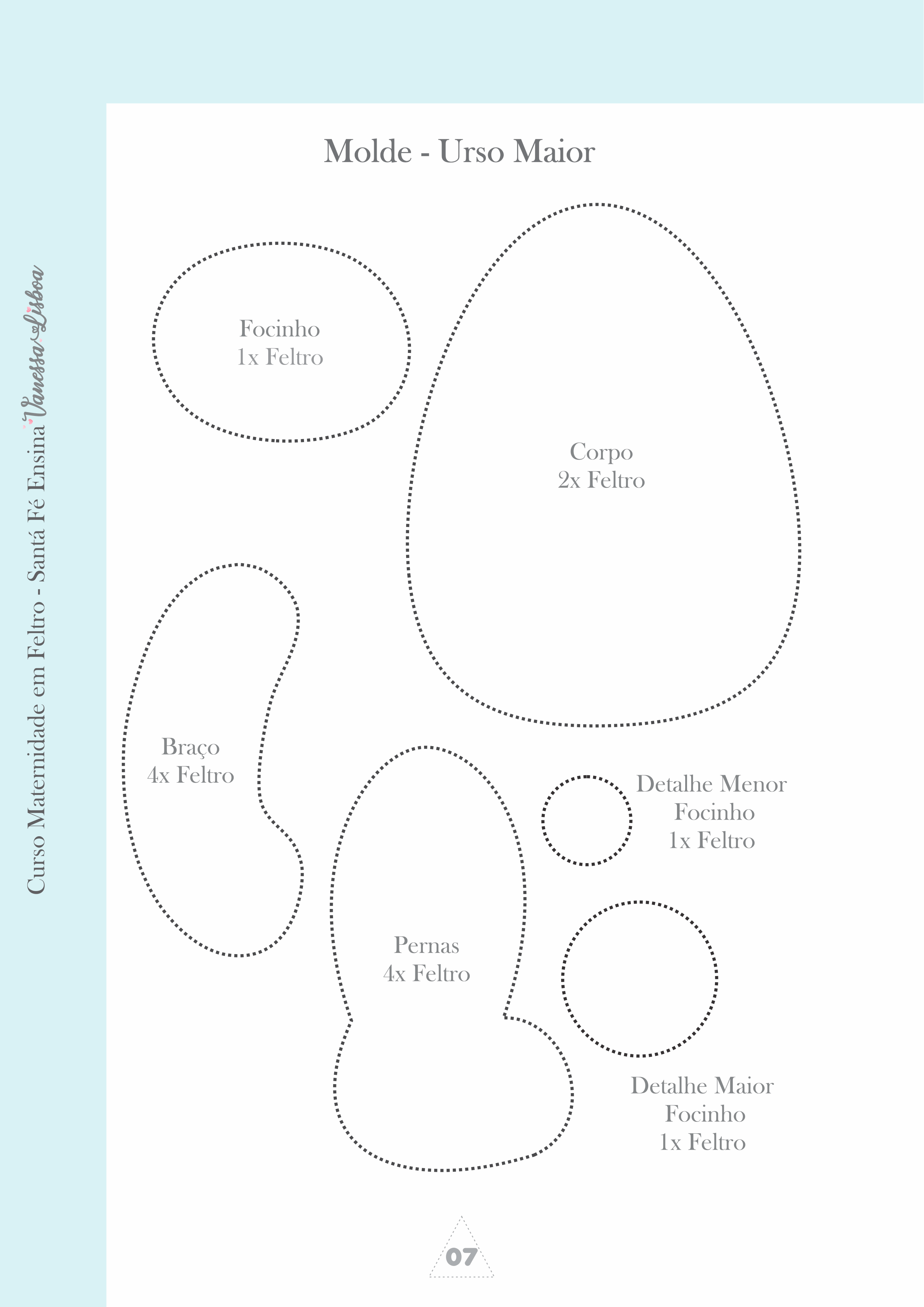 Melhores Moldes de Ursinho de Feltro para Iniciantes