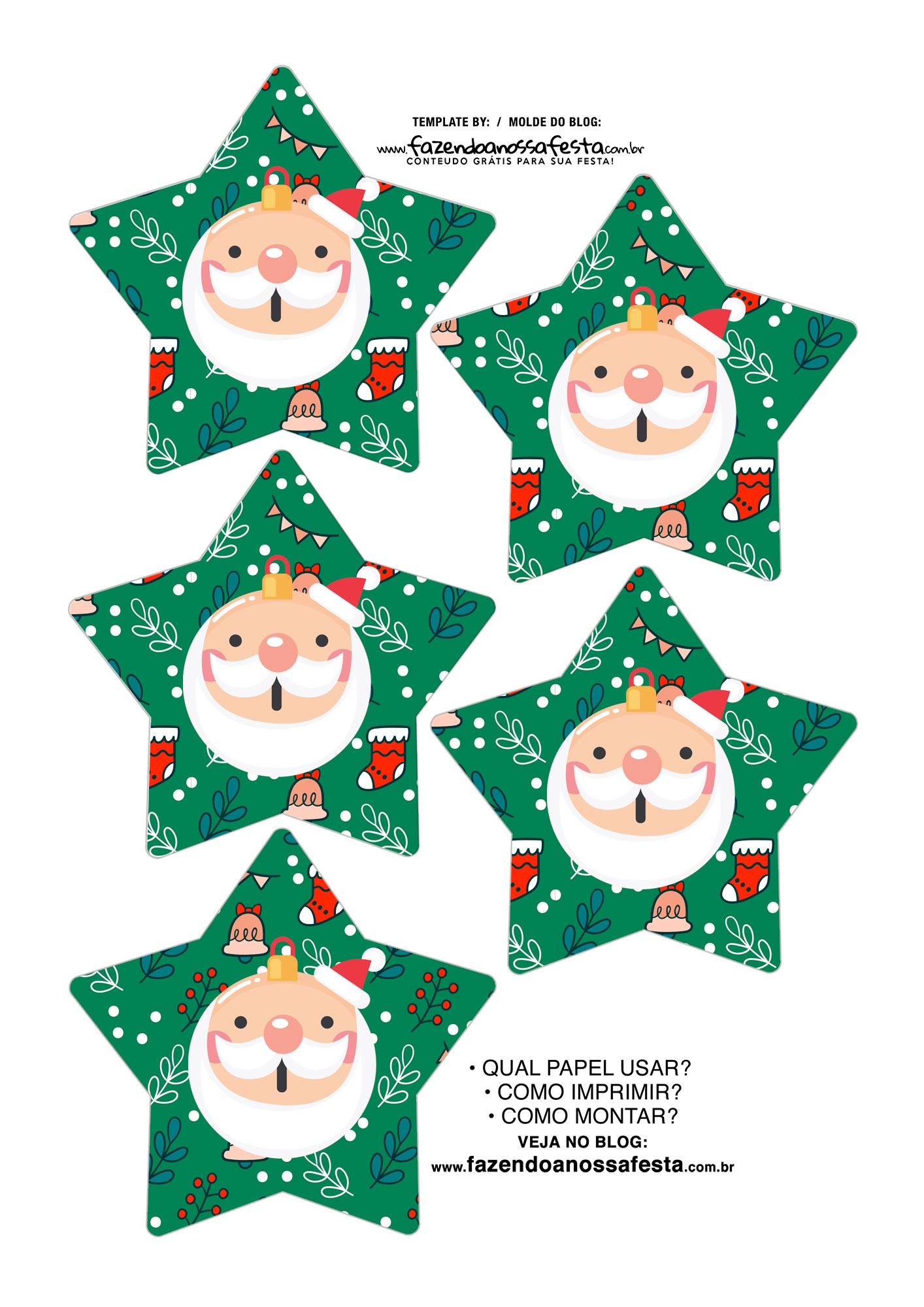 ideias de enfeites com molde estrela de natal