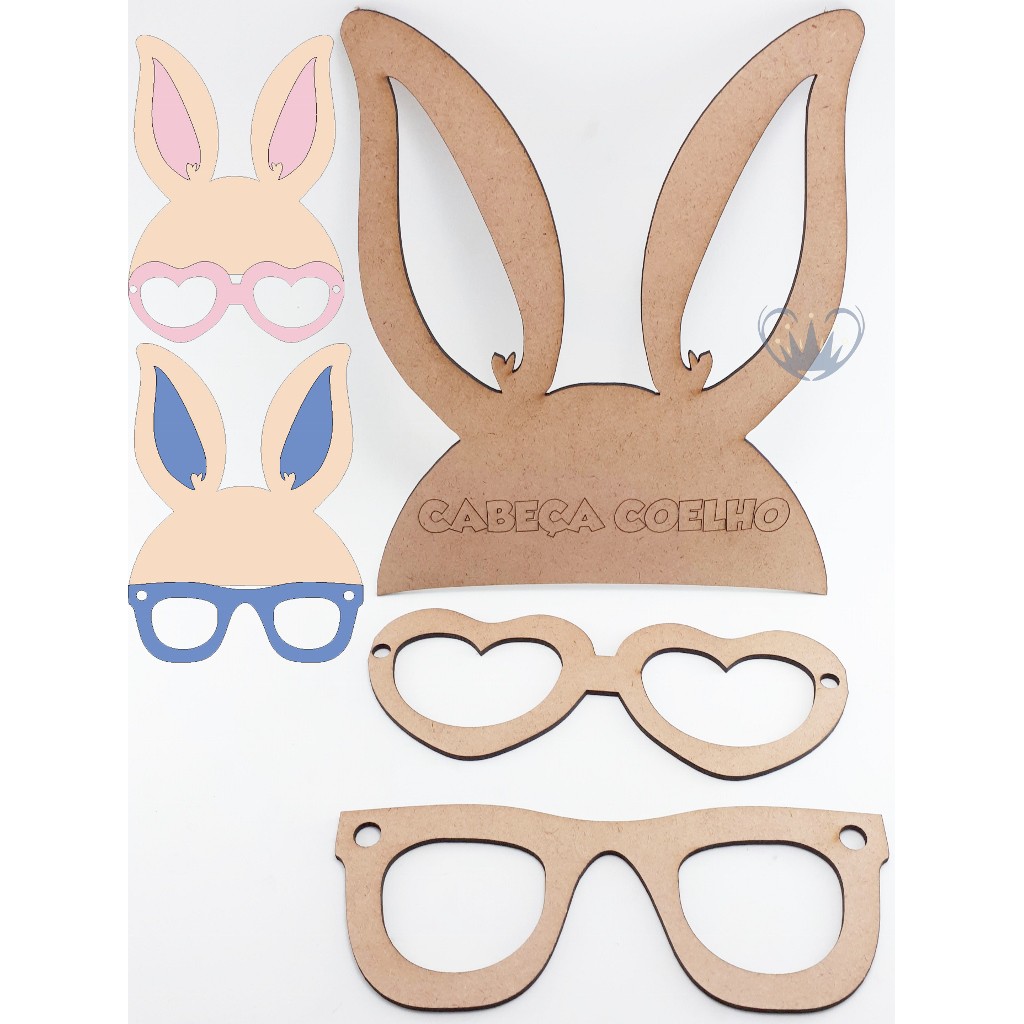 molde máscara coelho em papel