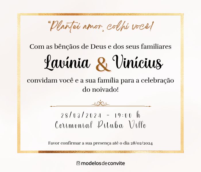 quanto custa um molde de convite de noivado personalizado