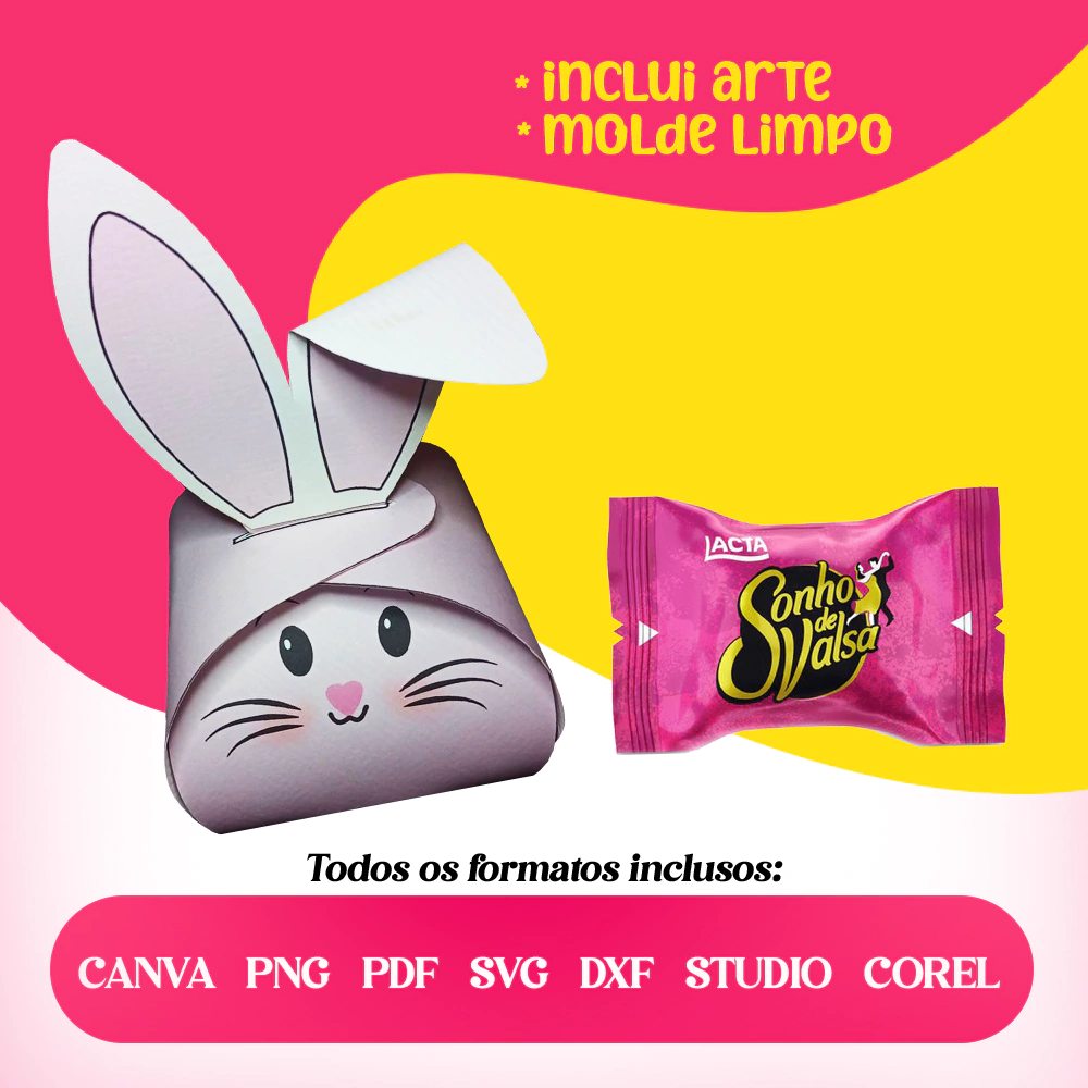 Molde porta bombom coelho 3D