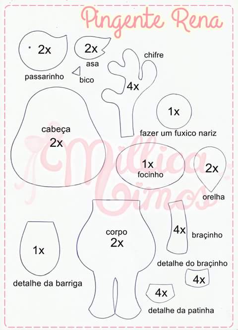 molde rena natal para feltro