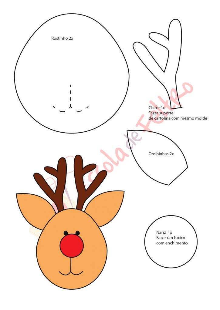 molde rena de natal em EVA
