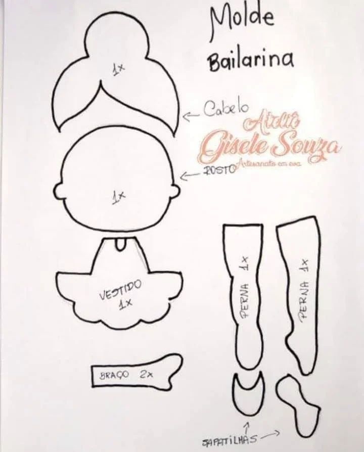 moldes de bailarina em eva para capa de caderno
