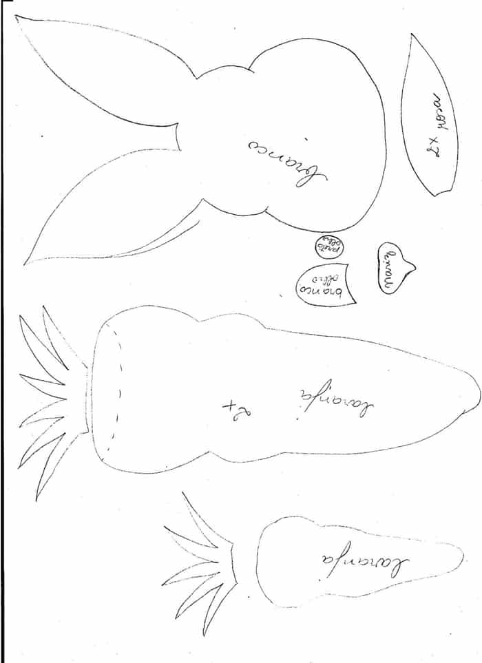molde de coelho com cenoura para imprimir vs molde em feltro