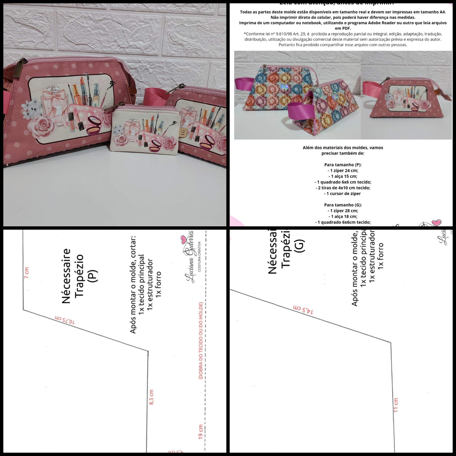 moldes de necessaire em tecido gratis