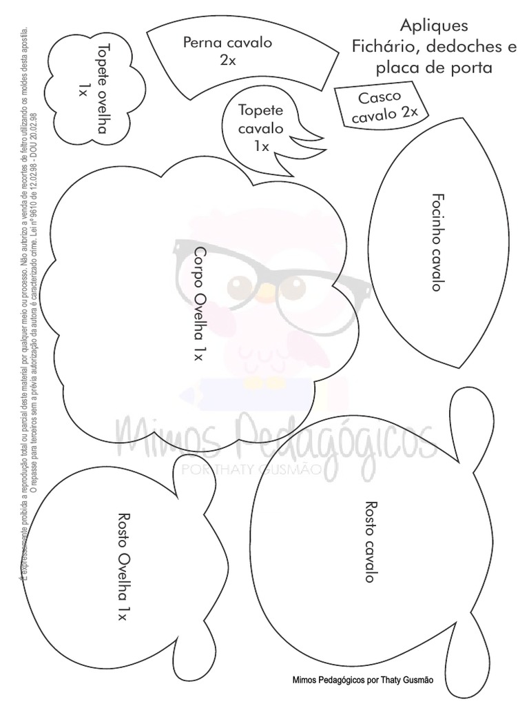 Moldes de Ovelha de Feltro para Projetos de Natal