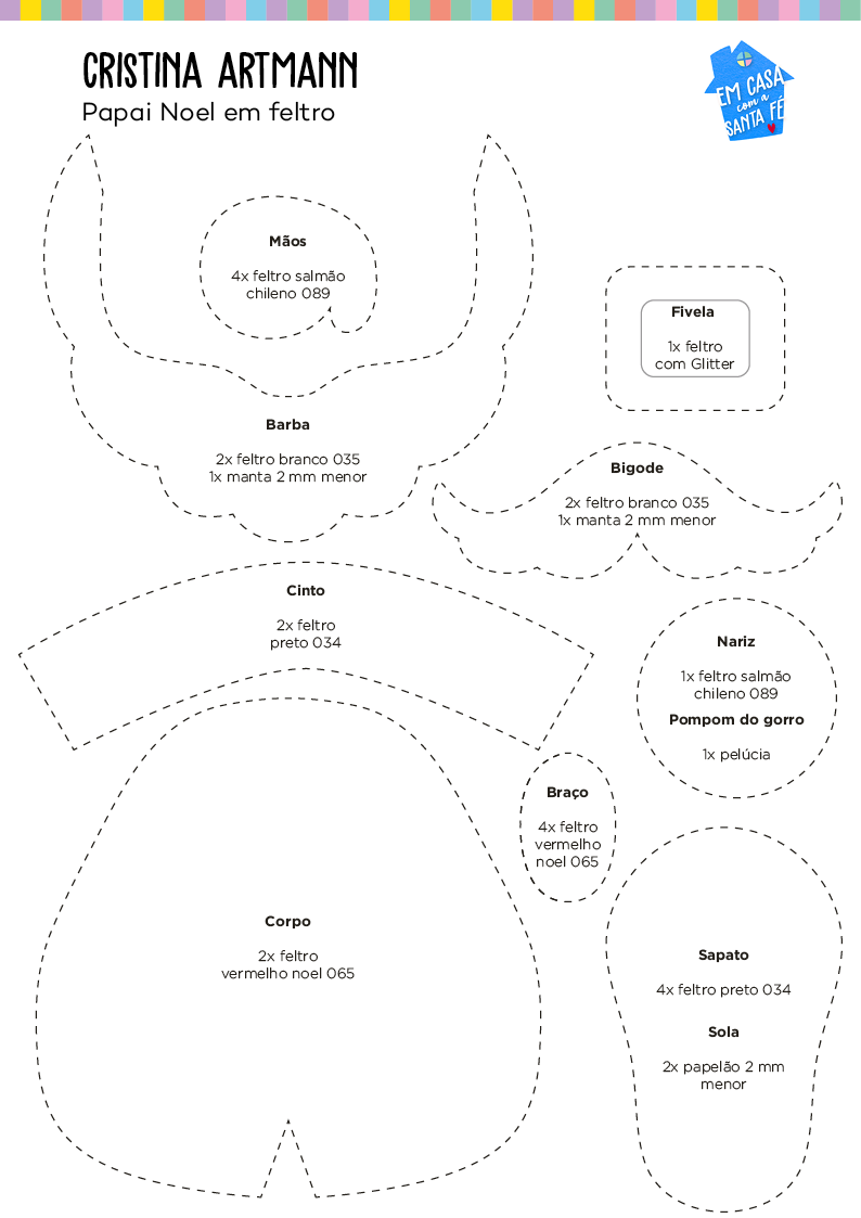 moldes de papai noel em feltro ou tecido