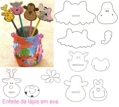 molde ponteira lápis eva personagens