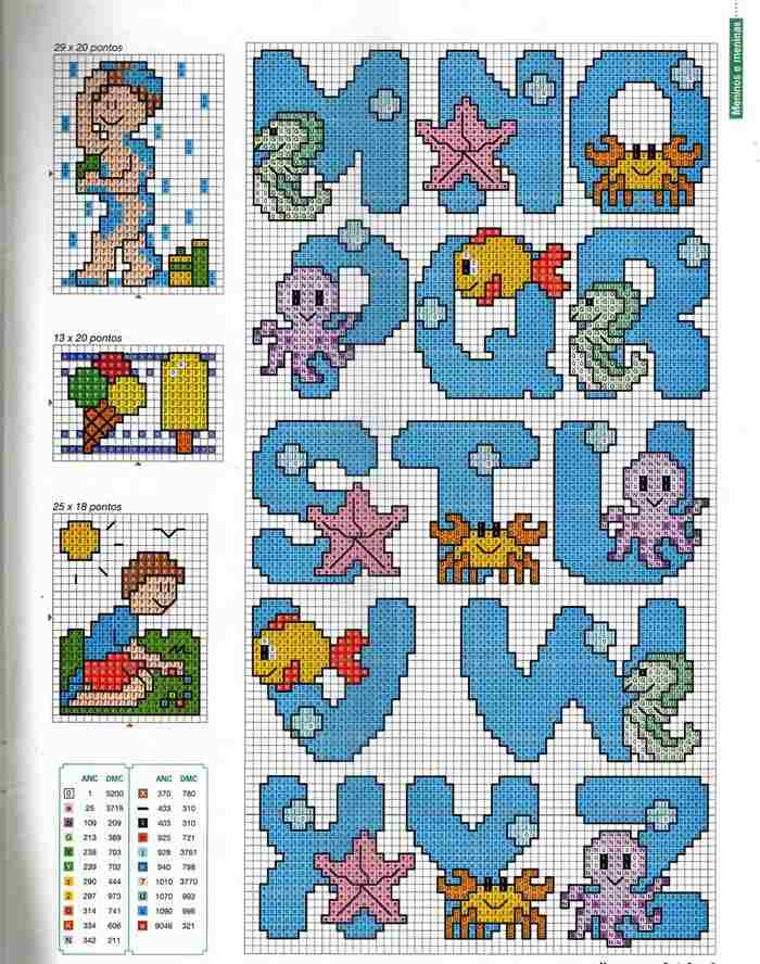 monograma ponto cruz infantil