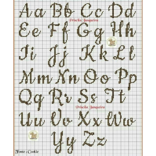 gráfico ponto cruz nome toalha lavabo