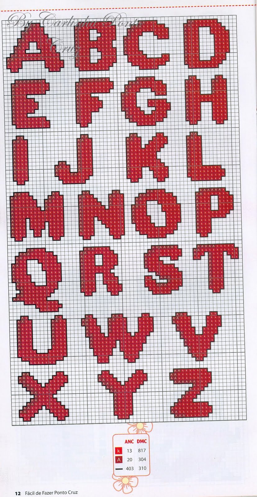 monograma ponto cruz infantil