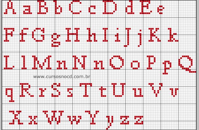 bordado ponto cruz letra cursiva toalhinha