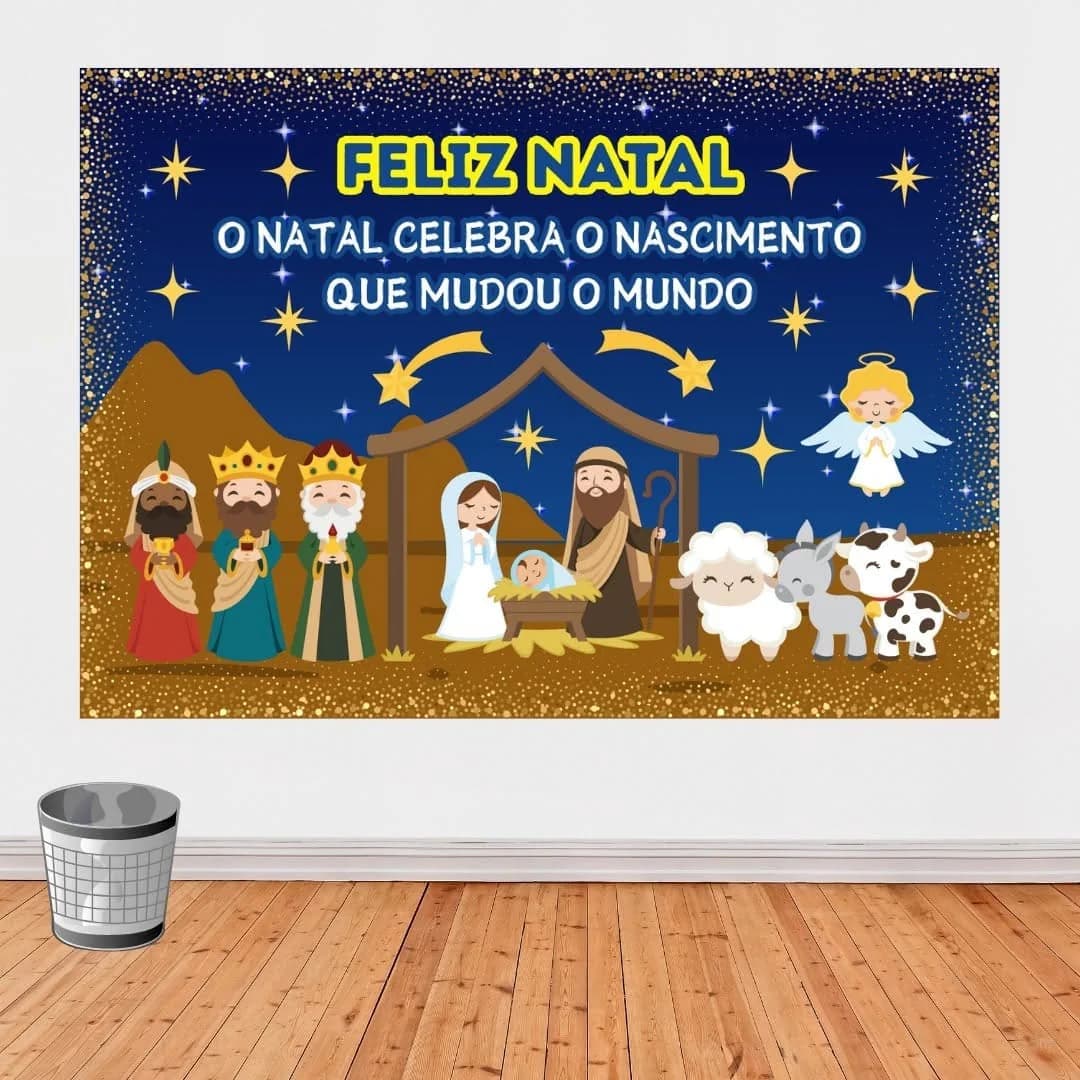 mural de natal com materiais reciclados para escola