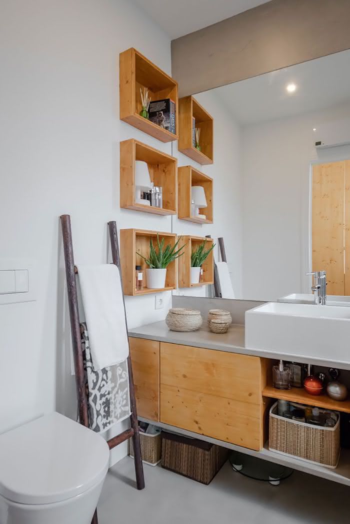 nicho madeira banheiro