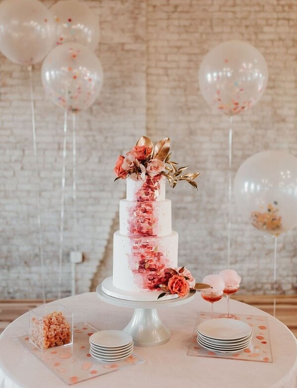 noivado simples rosa e azul