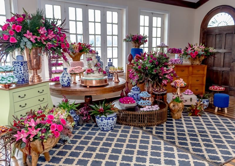 noivado simples rosa e azul