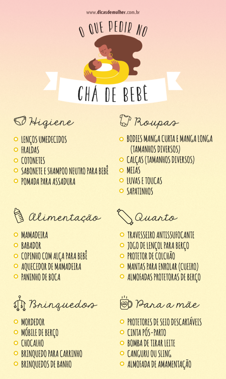 o que pedir em um chá de fraldas