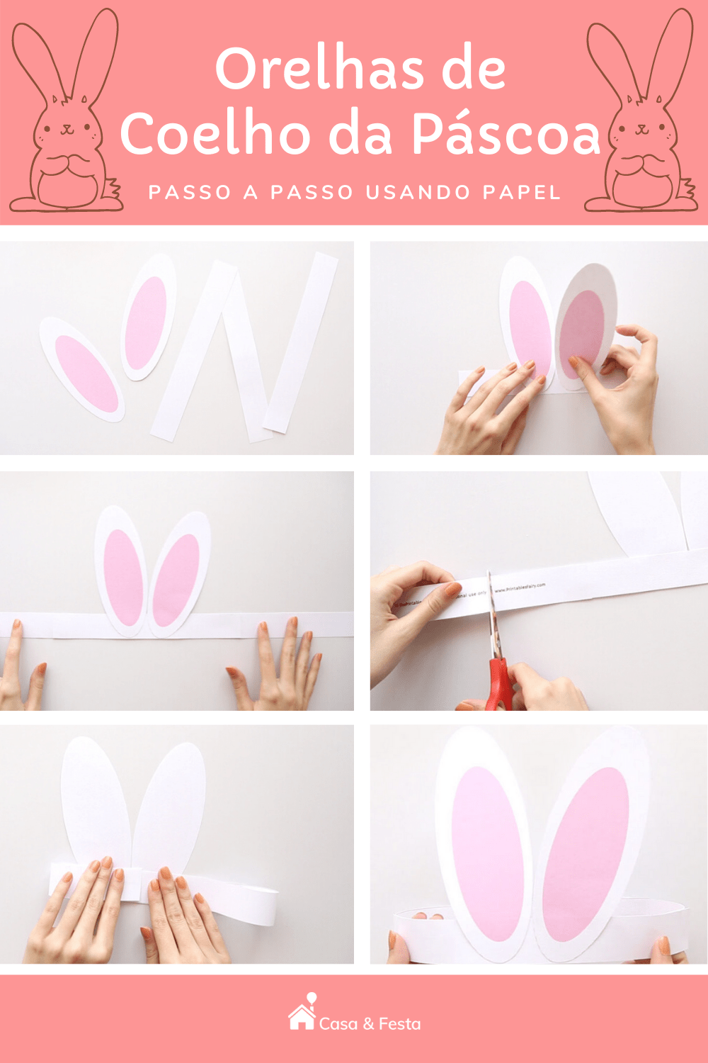 molde orelha de coelho para tiara de bebê